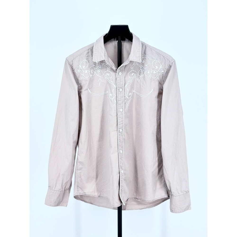 Rodeo Westerncore Shirt Mens Small Tan Embroidered Button Up